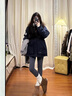 舒芳蝶（shufangdie）棉服女2025冬季新款大毛领派克服羽绒棉衣韩版休闲设计感棉袄外套 藏青色 M 实拍图