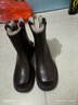 达芙妮短靴女牛皮复古厚底瘦瘦靴粗跟马丁靴女鞋子 4023605004 绒棕 38  实拍图