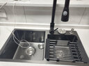 DETBOm 德国黑纳米水槽双槽厨房手工洗碗盆加厚不锈钢台上洗菜盆洗碗池 M套餐（抽拉龙头） 黑纳米-双孔-7240 实拍图
