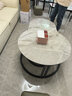 法帝邦岩板茶几客厅家用轻奢现代简约小户型椭圆形网红新款高级感小茶几 [黑架灰柜]120摩登灰+80摩登灰 实拍图