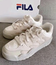 斐乐（FILA）斑斓鞋ROSETTA女鞋板鞋新款面包厚底鞋复古休闲鞋 灰白/奶油黄绿-ML 36.5 实拍图