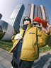 BJHG王栎鑫同款不计后果贴贴羽绒服冬季男生潮牌美式外套宽松防寒服女 枫叶黄绿 M （120-150斤） 实拍图