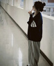 娇茹妮美式复古学院风慵懒撞色条纹毛衣外套女秋冬宽松针织开衫chic上衣 黑色 M(78—110斤） 实拍图