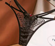 媚の火 丁字裤女新品蕾丝内裤刺绣透明夏季薄款开档诱惑低腰无痕短裤 黑色 1条 均码 （适合腰围1.7-2.3尺） 实拍图