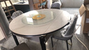 上林春天 岩板餐桌 实木餐桌椅组合现代简约伸缩折叠圆桌吃饭桌子餐厅家具 雪山白-黑白框架【轻奢皮椅】 1.5m 一桌四椅 实拍图