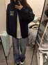 灿图美式棒球服外套女秋冬季新款潮流夹克小个子运动休闲开衫上衣服女 藏青色 L 【建议110-120斤】 实拍图