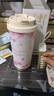 天喜（TIANXI）保温咖啡杯女铃兰花茶杯吸管茶水分离杯翻盖水杯礼物便携车载杯子 粉樱花520ml【升级陶瓷款】 实拍图