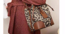 高巴度（GORBADO）女包2024新款时尚潮流豹纹帆布抽带包包水桶包小众设计单肩斜挎包 豹纹棕 晒单实拍图