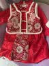 忆爱女童汉服秋冬款国风儿童喜庆唐装女孩加厚裙子套装洋气衣服拜年服 红色（裙子+马甲+围脖+包包） 130 （建议120-130cm） 实拍图