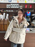 艾珠儿（Aizhuer）大毛领派克服羽绒棉服女冬季新款工装连帽加厚保暖棉袄棉衣外套潮 米白色 M （建议100-110斤） 实拍图