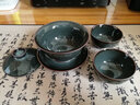 龙泉茶具青瓷一壶两杯功夫茶具套装家用冰裂茶壶陶瓷西施壶二品茗茶杯沏茶壶工夫喝茶套装套餐 铁胎墨青盖碗 一碗两杯 实拍图