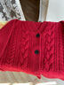 帕罗（PALUOPO）100%纯山羊绒针织开衫女秋冬外套绞花纯色外搭保暖加厚毛衣内搭 大红夹花 M 160/100 实拍图