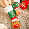 北虞卡通圣诞袜地板袜暖足袜睡觉红袜子暖脚神器女生家居防滑中长筒 AB红鹿 实拍图