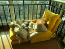 积木部落 懒人沙发实木阳台靠背椅子卧室休闲椅单人沙发客厅折叠躺椅 黄色沙发+脚踏 实拍图