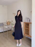 ELLEELLE黑色POLO领设计感连衣裙女2024夏季新款高腰显瘦高级感裙子 黑色 M 晒单实拍图