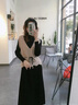 艾珠儿针织连衣裙秋冬2026冬季女装韩版时尚套装显瘦减龄中长款裙子女 卡其色 S 实拍图