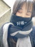 目丸围巾女秋冬季2025披肩加厚韩版百搭可爱学生情侣少女士毛线围脖男 拼色黑灰 实拍图