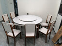 沐晨岩板餐桌实木可伸缩折叠圆餐桌椅组合现代简约小户型餐厅吃饭桌子 旗舰版4实木轨道-6MM电磁炉桌【木椅】 1.35m一桌六椅 实拍图