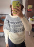 无印良品 MUJI 女式美利奴羊毛图案编织圆领毛衣长袖针织衫毛线衣费尔岛 米白色图案 L （165/88A） 实拍图