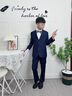 罗蒙儿童西装套装帅气男童花童主持人礼服男孩钢琴演出服 藏青色 130 实拍图