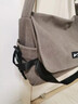 回力斜挎包男款通勤邮差包大容量单肩包男生背包大学生休闲帆布电脑包 灰色【灰色青蛙挂件】 实拍图
