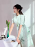 勿忘花绿色纯棉连衣裙2024年新款女装夏季改良旗袍新中式国风裙子 绿色-预售7天 XL 晒单实拍图