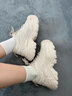 骆驼（CAMEL）老爹鞋女网布皮面拼接双系带厚底休闲鞋 L23S703108W 米白透网 39 实拍图