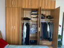 森普顿  衣柜卧室现代简约木质平开门大衣柜北欧板式柜子家用收纳衣橱 浅胡桃（升级实木板） 六门衣柜+顶柜长2.4米 实拍图