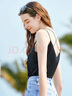 百图betu女装夏季新款吊带衫丝质缎面美背交叉带V领背心女2304T58 黑色 L 实拍图