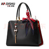 AP.DISHU包包女包真皮中年女士妈妈包手提包女生日新年礼物实用送婆婆长辈 黑色【配红色丝巾】 实拍图