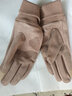 罗维利特麂皮绒手套男冬季加绒保暖薄款触屏半指露二指户外骑行跑步开车棉 麂皮绒全指-卡其色 均码 实拍图
