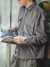 马登工装美式复古宽松夹克灯芯绒翻领古着痞帅外穿口袋薄衬衫男秋 烟灰色 2XL 实拍图