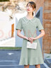 betu百图女装连衣裙小香风格纹翻领裙子夏中长款连衣裙女2204T77 豆绿色 L 实拍图