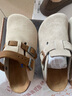 东园物作软木拖鞋真皮休闲日系时尚百搭外穿防滑情侣款Boston半包勃肯鞋 浅灰色 33 正码 实拍图