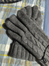 欧伊莱米男士秋冬季羊毛保暖加绒加厚分指触摸屏户外开车骑行双层毛线手套 深灰色 实拍图