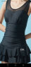 李宁（LI-NING）泳衣女连体裙式保守平角聚拢遮肚显瘦度假温泉泳装304 黑色L 实拍图