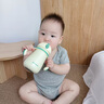 小袋鼠巴布婴幼儿保温杯吸管杯婴儿学饮杯宝宝鸭嘴杯316不锈钢带吸管重力球 羽禾绿 300ml 手柄款 实拍图