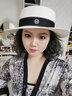 ALBINELE草帽女夏天复古英伦平顶礼帽韩版沙滩帽防晒遮阳帽ins网红平顶帽 白色（黑色带） 可调节 (55-60cm) 实拍图