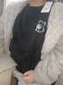 米子旗纯棉长袖t恤女春秋2025新款女装慵懒风学生宽打底衫上衣 （长）白字9253左胸小 黑色 L 110-120斤 实拍图
