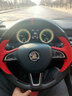 奥迈尔 斯柯达明锐真皮手缝方向盘套速派 科迪亚克柯珞克野帝yeti昕锐昕动汽车改装把套冬四季改装把套 碳纤维+翻毛红皮打孔 实拍图