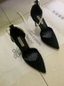 Lily Wei【月影】毛晓彤明星同款珍珠高跟鞋夏凉鞋小码情人节礼物2025新品 黑色跟高10厘米 35 实拍图