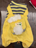 华元宠具猫咪衣服宠物四脚防掉毛小猫猫衣服秋冬季薄绒幼猫无毛猫可爱服装 【薄绒】四脚背带裤—黄 S：胸围35cm(建议3-5斤） 实拍图