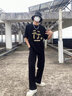 真维斯（JEANSWEST）短袖t恤男女同款夏季青少年学生ins风简约纯棉半袖T恤衫宽松上衣 黑色 (你是对的) XL 体重【115-130斤左右】 实拍图