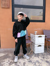 三叶豆（SANYEDOU）男童裤子春秋冬款2025款儿童运动裤中大童卫裤男孩学生休闲长裤 357春秋款黑色 160 实拍图