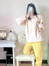 另约珊瑚绒睡衣女士秋冬季套装长袖加绒加厚保暖柔软舒适多巴胺家居服 88438 比耶小狗 杏黄 M 实拍图