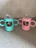 迪士尼（Disney）儿童玻璃水杯带杯套刻度婴儿宝宝牛奶杯带吸管手把喝水泡奶粉 米奇蓝杯套玻璃杯（250ml） 实拍图