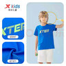 特步（XTEP）儿童童装男女童短T夏季吸湿透气速干薄款凉感百搭运动休闲短袖T恤 正黑色【9005】 110 cm 实拍图