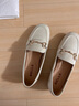 百丽羊皮英伦风乐福小皮鞋平底豆豆女复古深口单鞋A7H1DAA4 米白 36 实拍图
