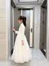 小咔衣浓儿童礼服公主裙高端花童婚纱小女孩主持人女童钢琴演奏演出服夏季 白色20066长款长袖 130 实拍图