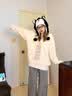 LDBE软糯v领带拼接毛衣女秋冬季小众设计感慵懒风韩系长袖针织衫上衣 杏色 M 实拍图